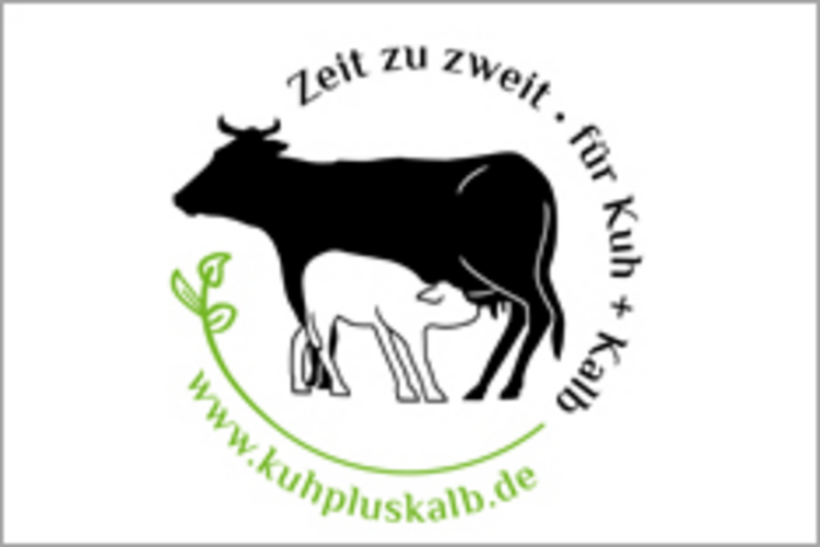 Logo der Demeter HeuMilch-Bauern Zeit zu zweit Kuh und Kalb