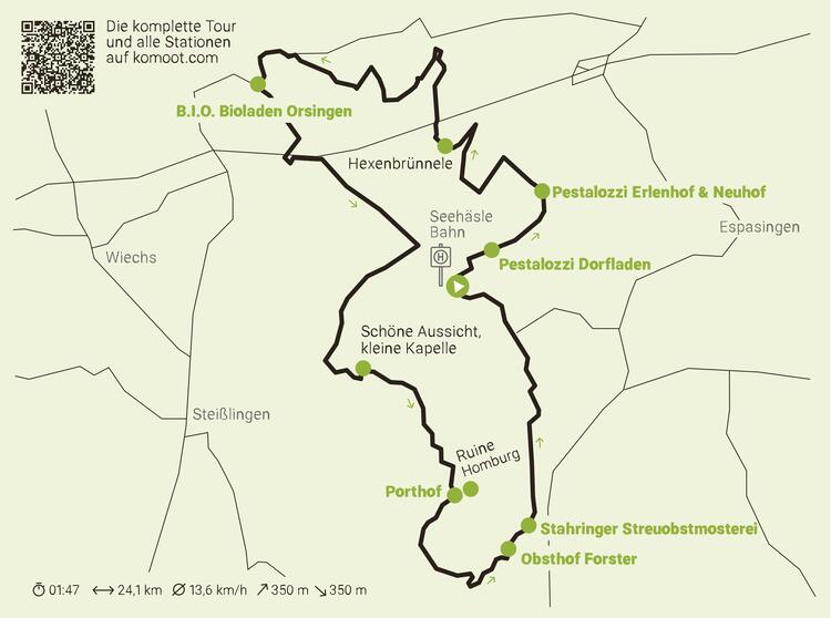Karte Biohof-Genuss-Radtour Wahlwies