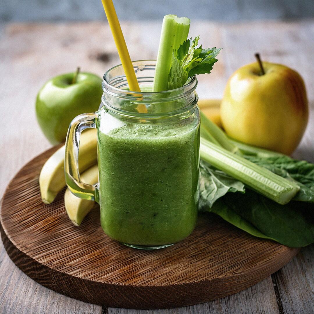 Grüner Apfel-Spinat-Sellerie-Smoothie